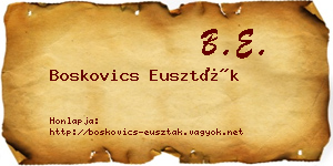 Boskovics Euszták névjegykártya
